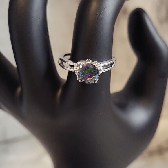 Multi Colors Zirconia Gemstone Ring Size 8 - Picture 8 of 16